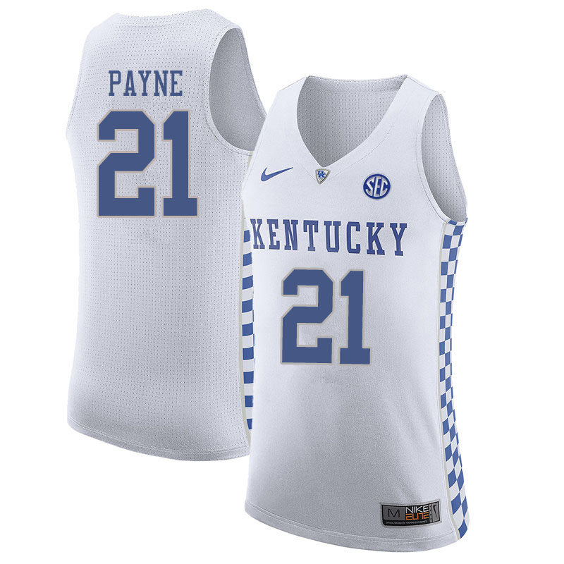 Men #21 Zan Payne Kentucky Wildcats College Basketball Jersyes Sale-White